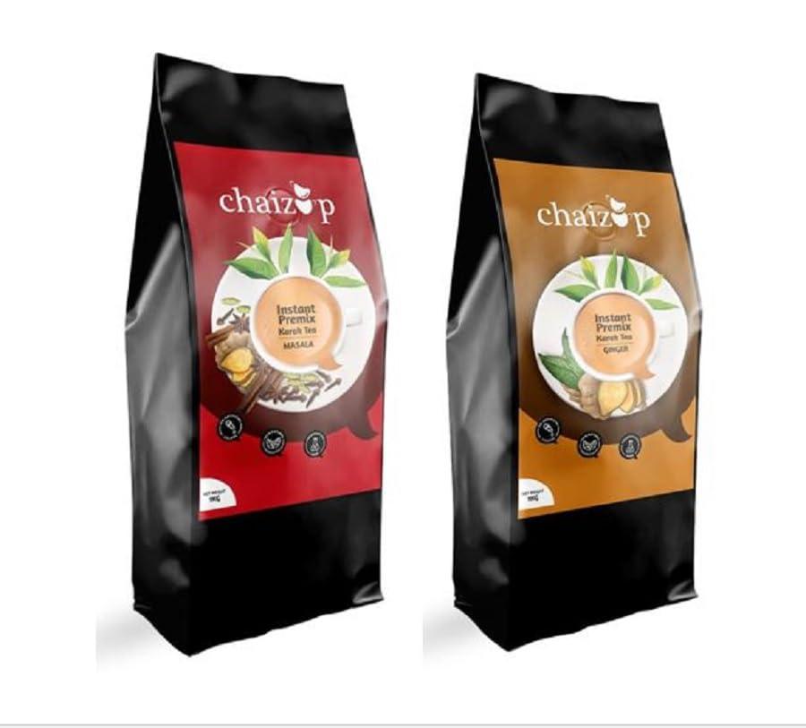 Chaizup Premium 1 Min Instant Assorted Tea Pack - 1kg Poly (Pack of 2) | Ginger & Masala Flavours | Approx. 144 Servings | 2kg